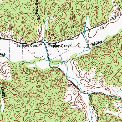 Topographic Map of Pemberton Branch, TN