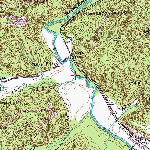 Topographic Map of Pemberton Branch, TN
