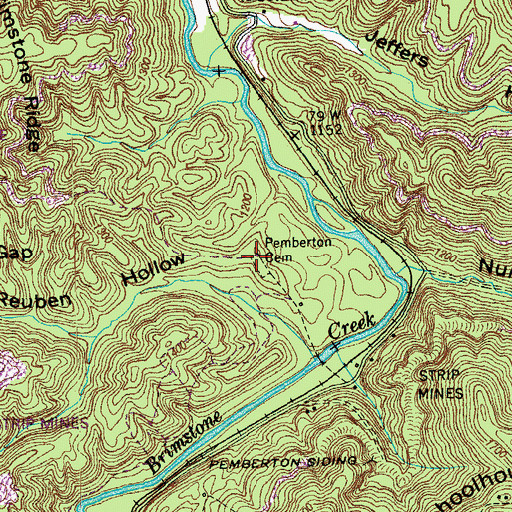 Topographic Map of Pemberton Cemetery, TN