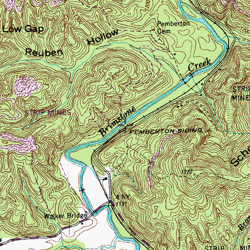 Topographic Map of Pemberton Siding, TN