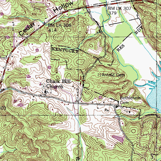 Topographic Map of Pembroke School, TN