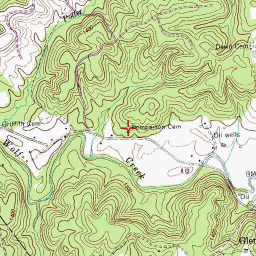 Topographic Map of Pemperton Cemetery, TN