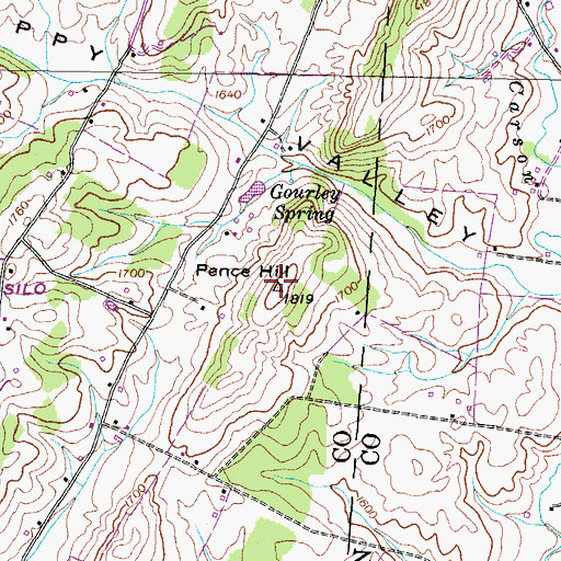 Topographic Map of Pence Hill, TN
