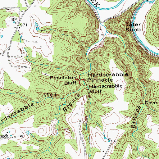 Topographic Map of Pendleton Bluff, TN