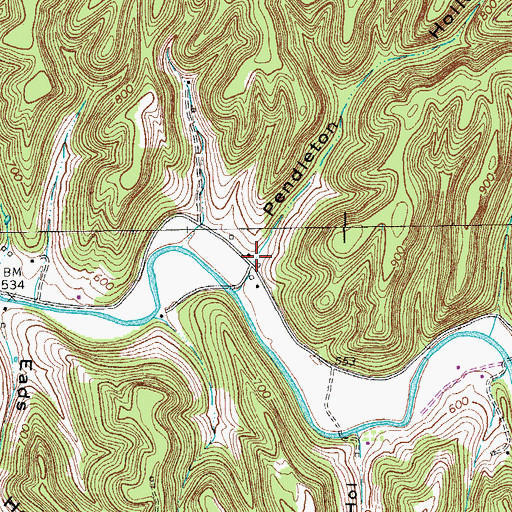 Topographic Map of Pendleton Hollow, TN