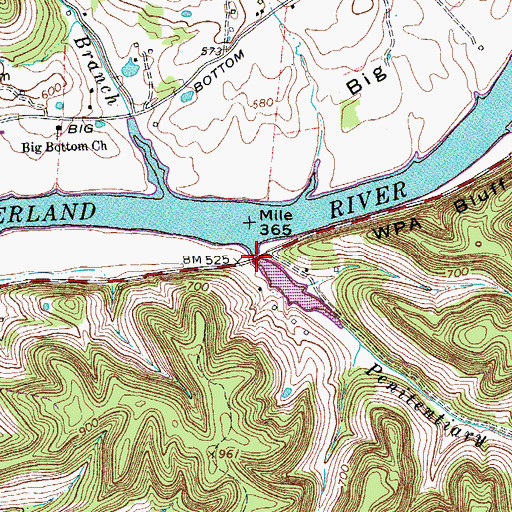 Topographic Map of Penitentiary Branch, TN