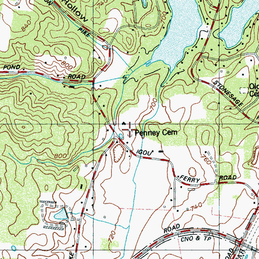 Topographic Map of Penney Cemetery, TN