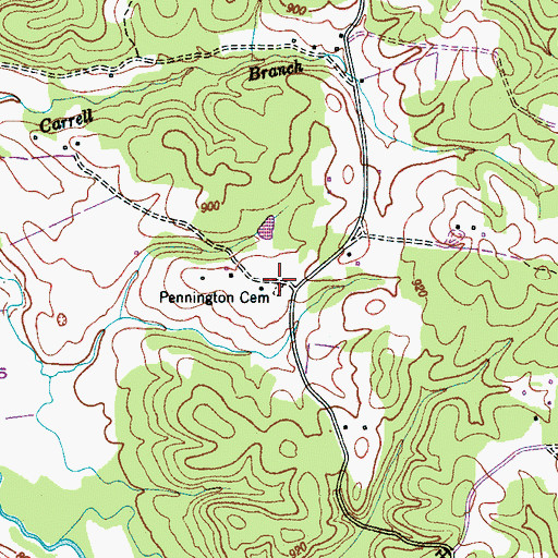 Topographic Map of Pennington Cemetery, TN