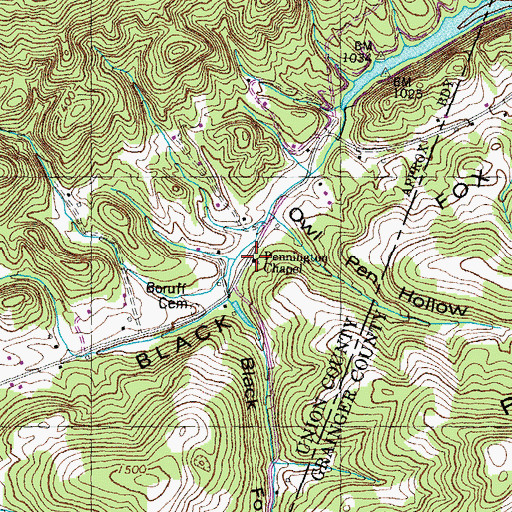 Topographic Map of Pennington Chapel, TN