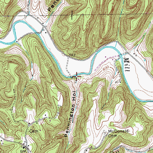 Topographic Map of Pennington Hollow, TN