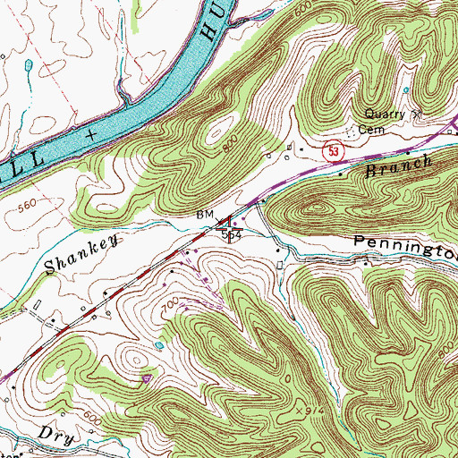 Topographic Map of Pennington Hollow, TN