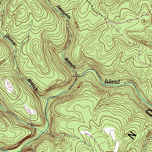 Topographic Map of Pennykin Branch, TN