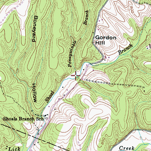 Topographic Map of Pennywinkle Branch, TN
