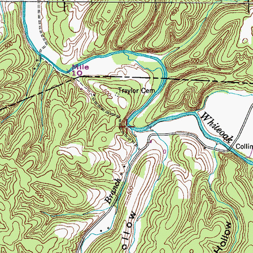 Topographic Map of Pennywinkle Branch, TN