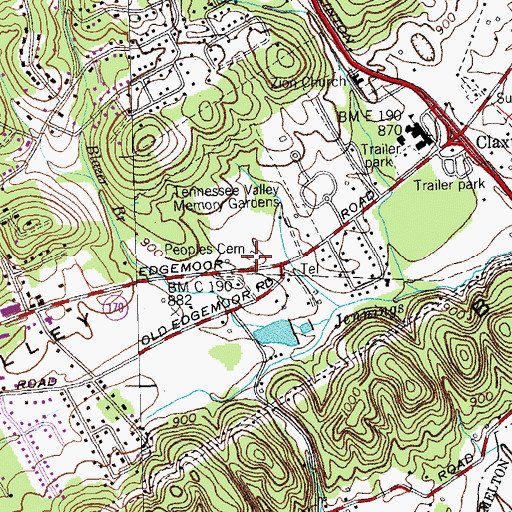 Topographic Map of Peoples Cemetery, TN