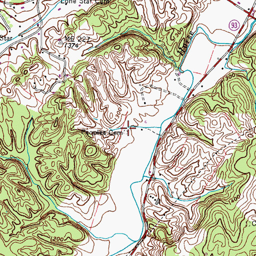 Topographic Map of Peoples Cemetery, TN