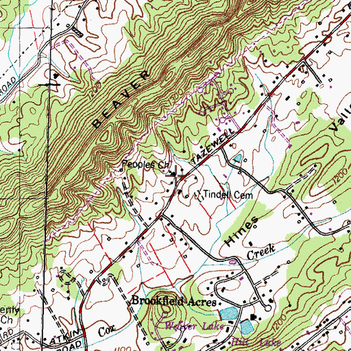 Topographic Map of Peoples Church, TN