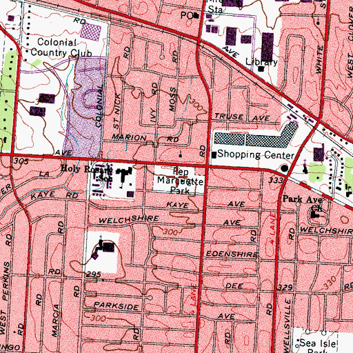 Topographic Map of Pep Marquette Park, TN