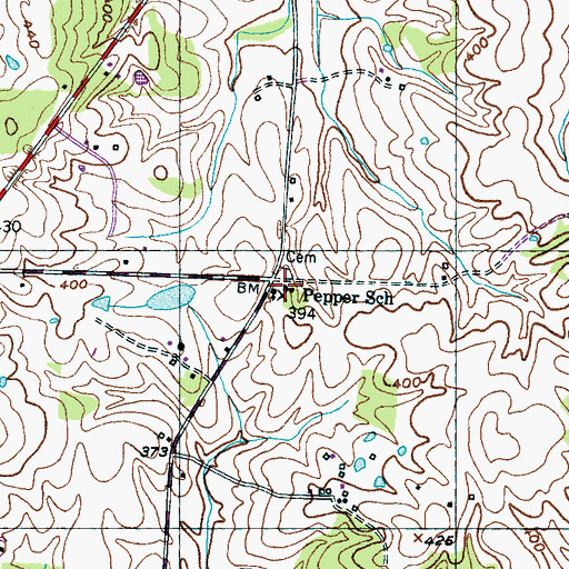 Topographic Map of Pepper School, TN