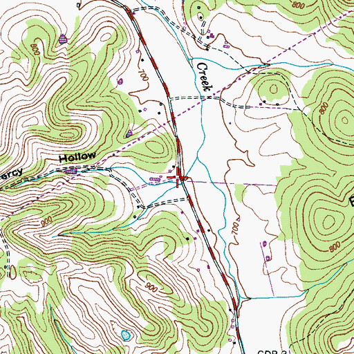 Topographic Map of Percy Hollow, TN