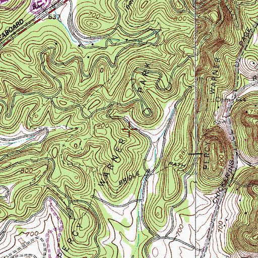Topographic Map of Percy Warner Park, TN