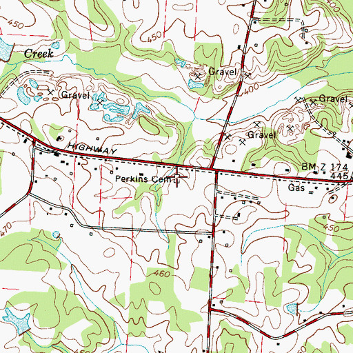 Topographic Map of Perkins Cemetery, TN