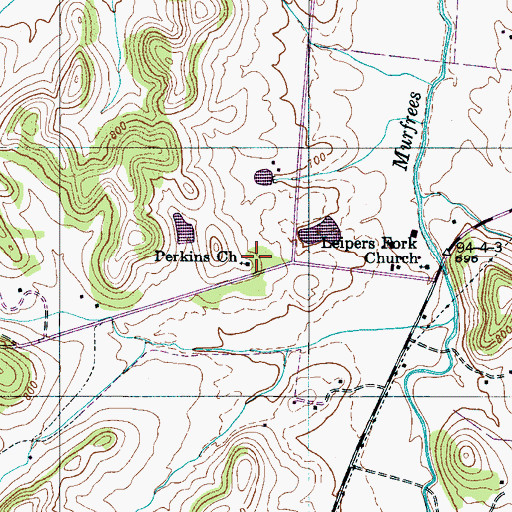 Topographic Map of Perkins Church, TN