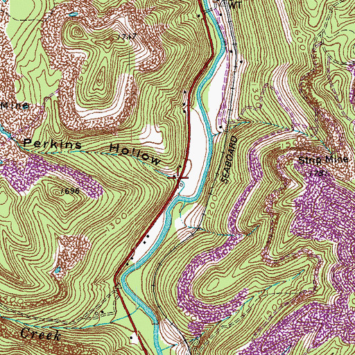 Topographic Map of Perkins Hollow, TN