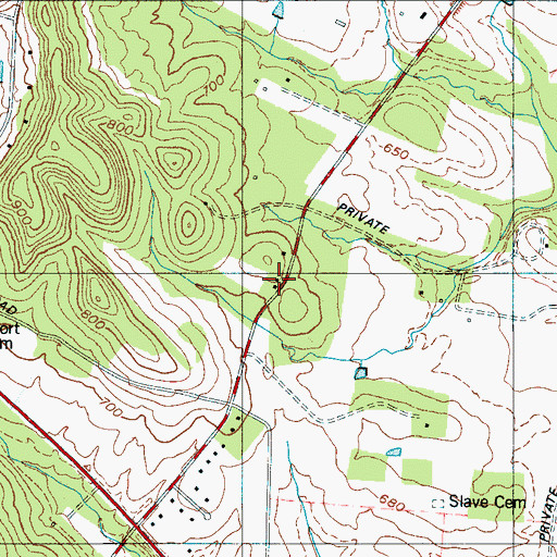 Topographic Map of Perkins School, TN