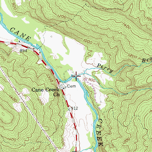 Topographic Map of Perry Branch, TN