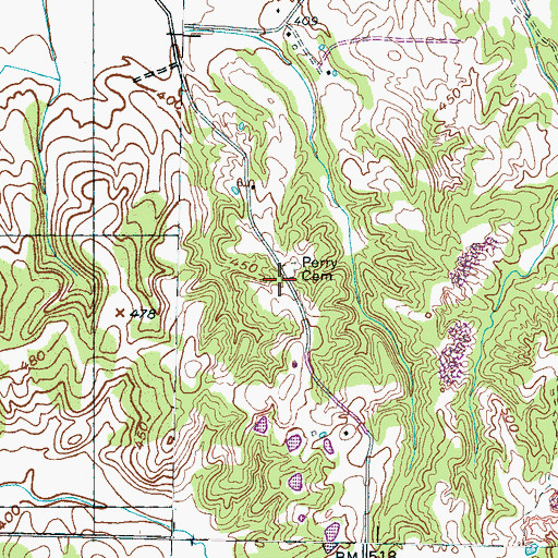 Topographic Map of Perry Cemetery, TN