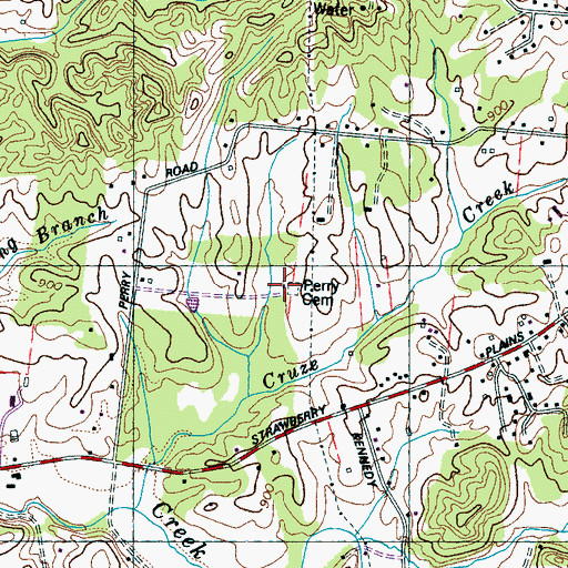 Topographic Map of Perry Cemetery, TN