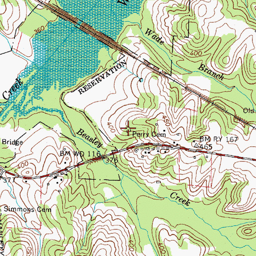 Topographic Map of Perry Cemetery, TN