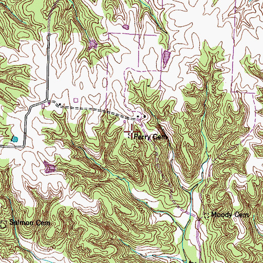 Topographic Map of Perry Cemetery, TN