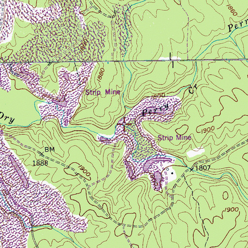Topographic Map of Perry Creek, TN