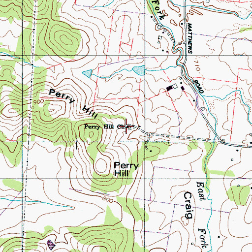 Topographic Map of Perry Hill Church, TN