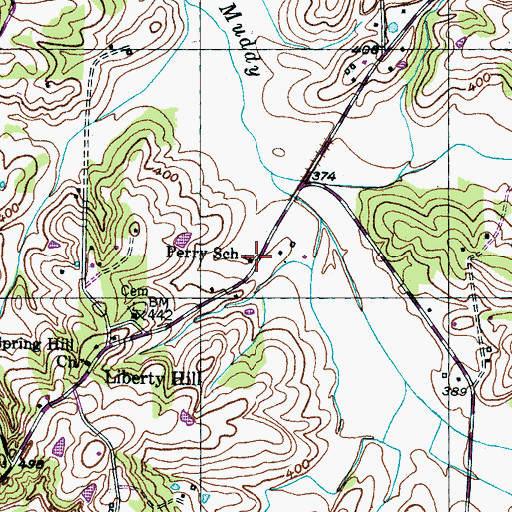 Topographic Map of Perry School, TN