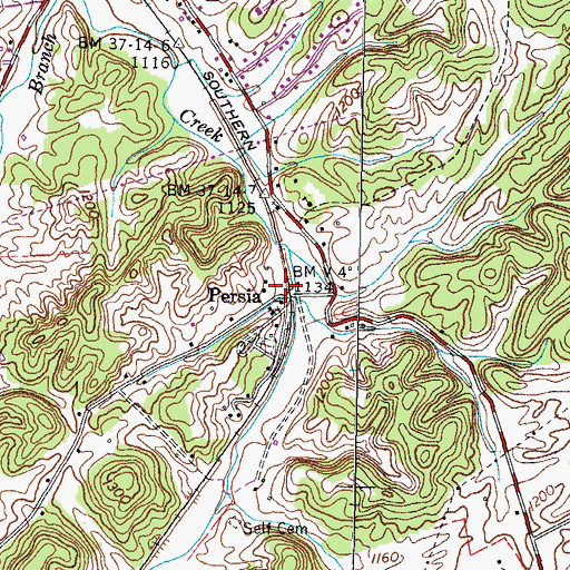 Topographic Map of Persia, TN