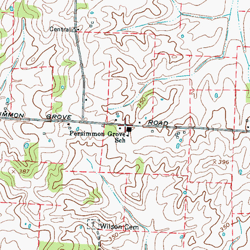 Topographic Map of Persimmon Grove School, TN