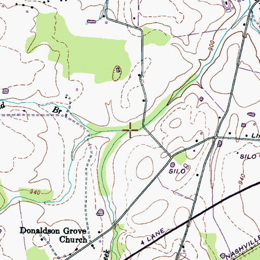 Topographic Map of Persimmon Pond Branch, TN