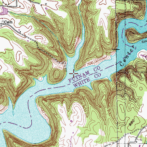 Topographic Map of Peter Cave Branch, TN
