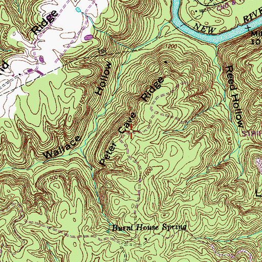 Topographic Map of Peter Cave Ridge, TN