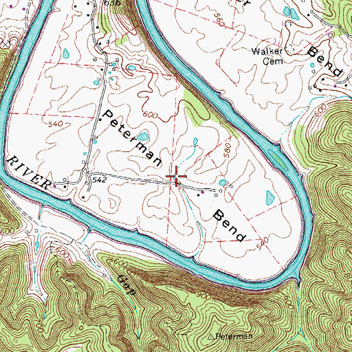 Topographic Map of Peterman Bend, TN