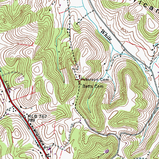 Topographic Map of Peterson Cemetery, TN
