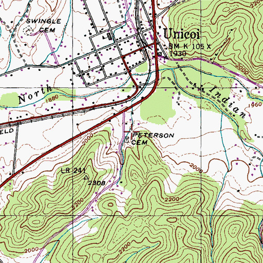 Topographic Map of Peterson Cemetery, TN