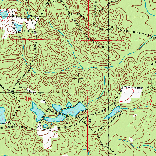 Topographic Map of Tensaw Land and Timber Co Pond, AL