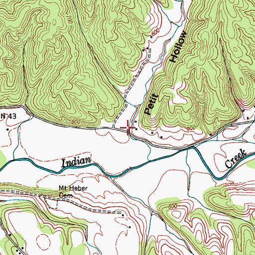 Topographic Map of Petit Hollow, TN