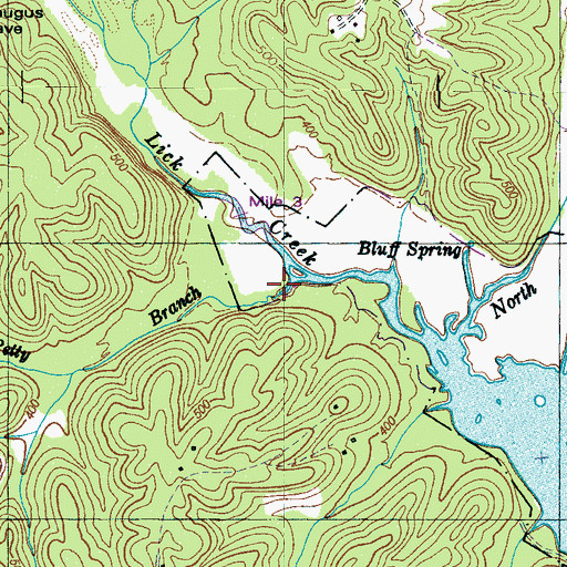 Topographic Map of Petty Branch, TN