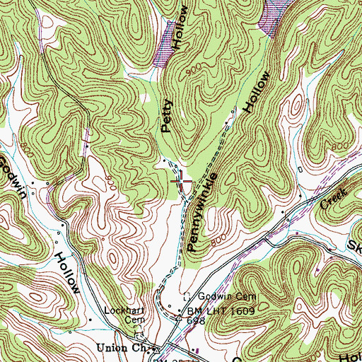 Topographic Map of Petty Hollow, TN