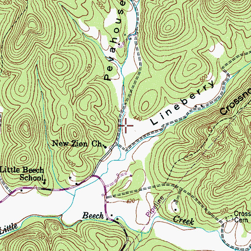 Topographic Map of Pevahouse Hollow, TN